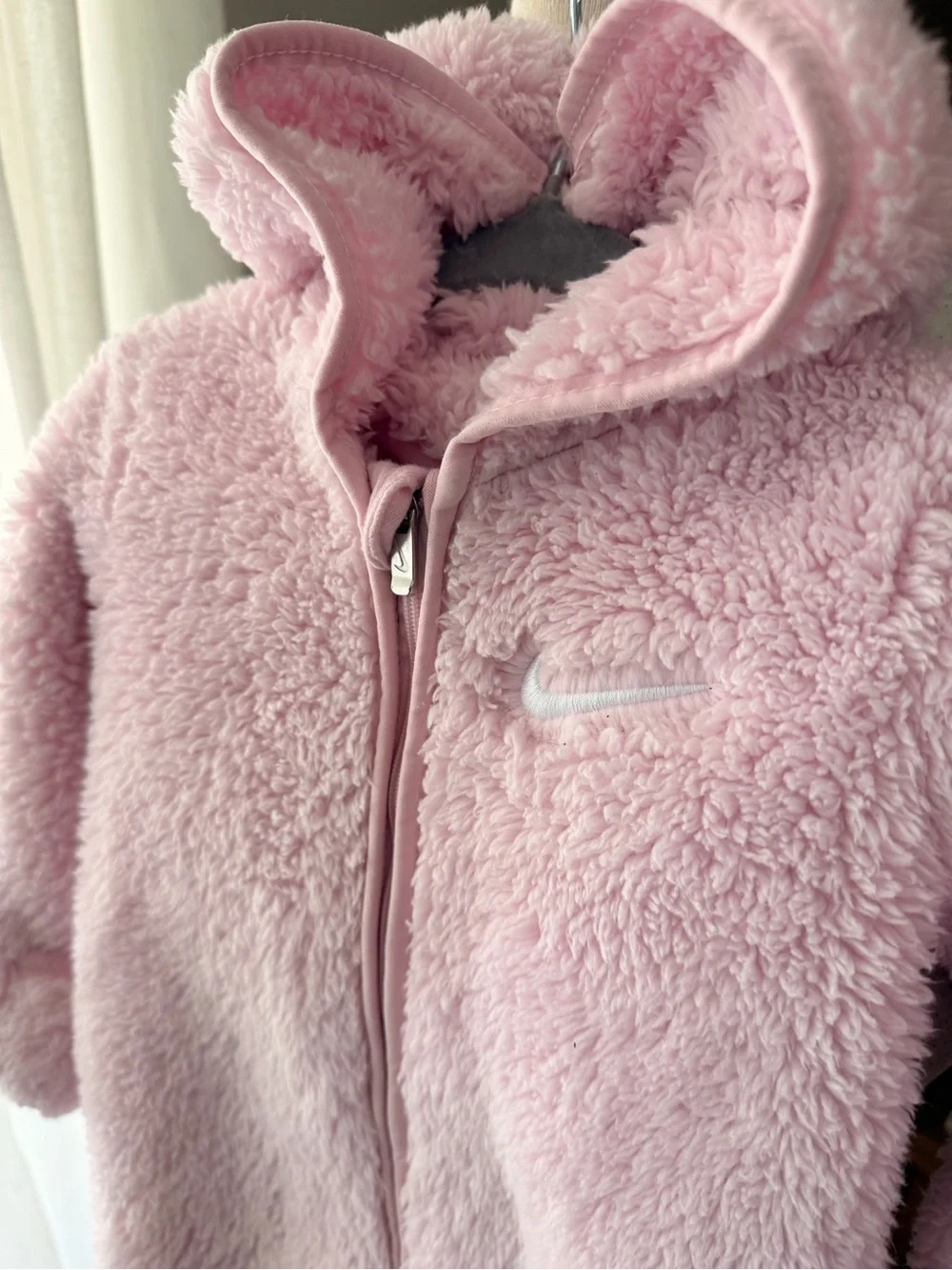 Nike Baby Sherpa Hooded Bunting Snowsuit Pink Fleece 9M One Piece